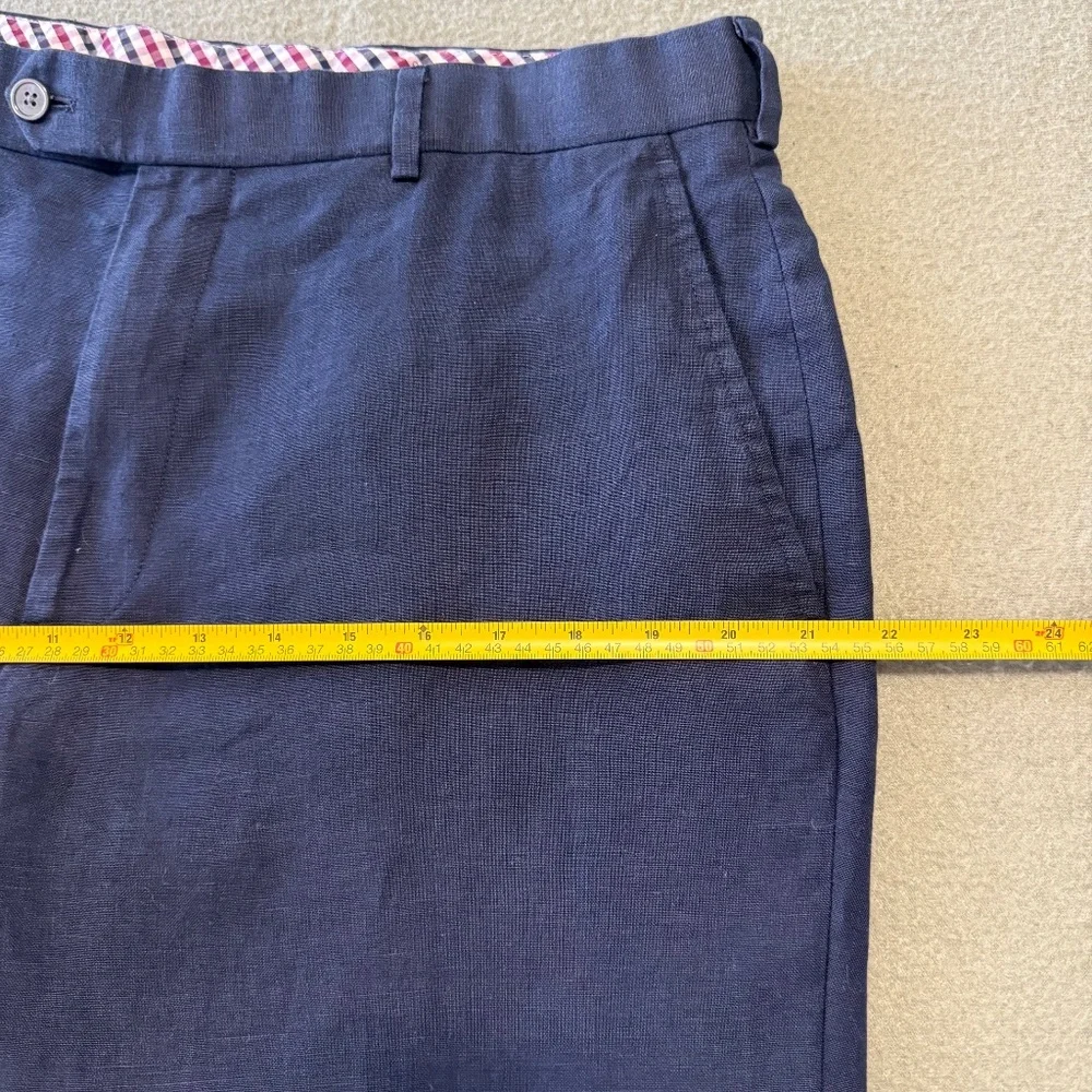 Brooks Brothers Fitzgerald Men’s 100% Linen Navy Pants Size‎ 43L/W37